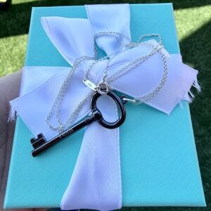 🗝️Retired Tiffany & Co. Titanium Key Charm Pendant Necklace, 21 inch🗝️